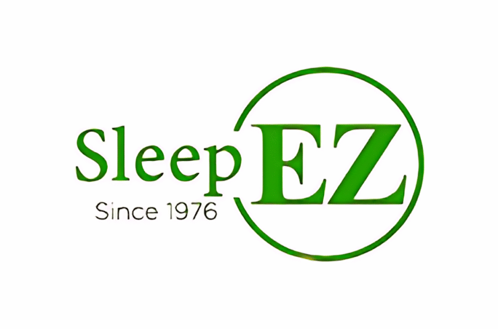 Green Sleep EZ logo with mattress-related branding and since 1976 text.