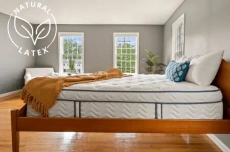 High-quality mattress in a cozy bedroom with natural light, highlighting material comfort and comfort options for sleep relief and support.