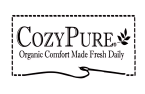 Organic mattress company logo for CozyPure, specializing in organic comfort and fresh, natural bedding options.