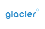Glacier logo with blue text and circular design representing sleeping cool, mattress and sleep support solutions.